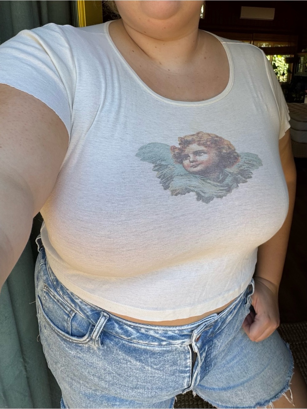 Truly Madly Deeply Urban Outfitters Angel Graphic Crop Tee